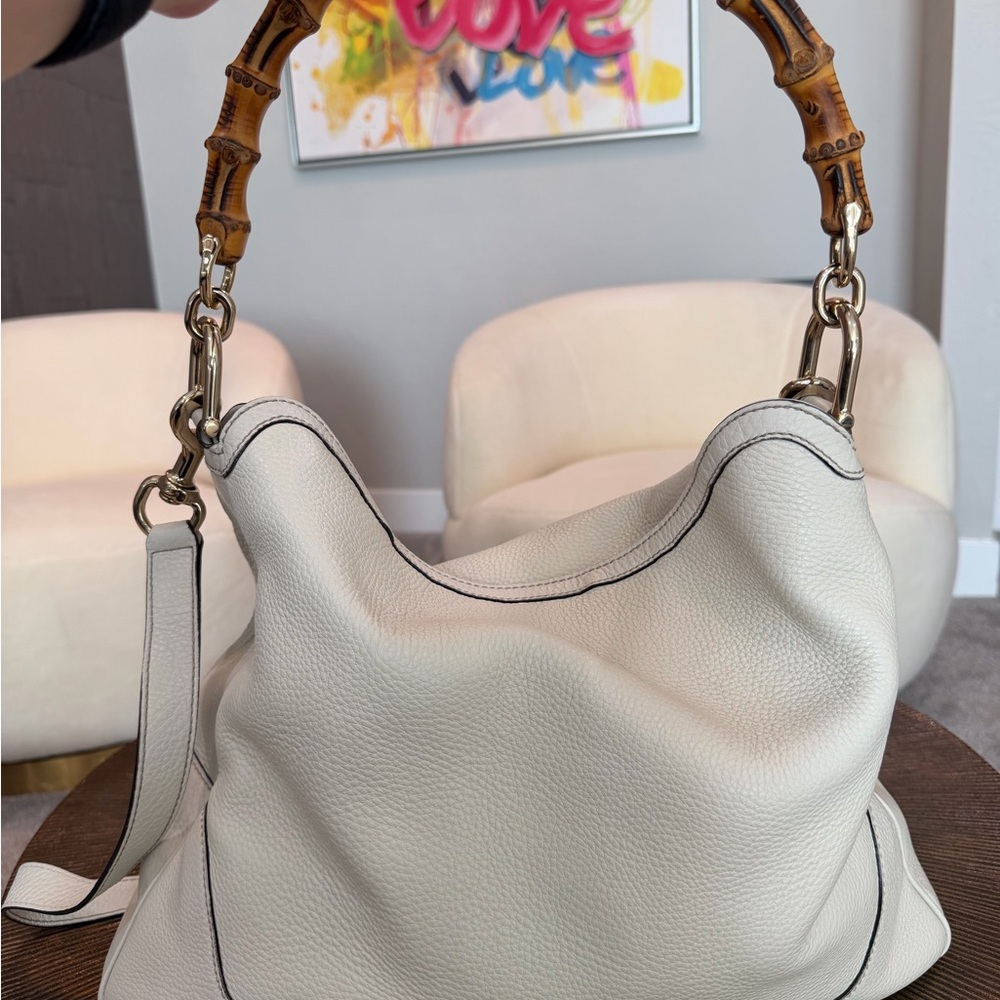 Gucci Cream Leather Hobo with Bamboo Top Handle - Picture 2 of 6